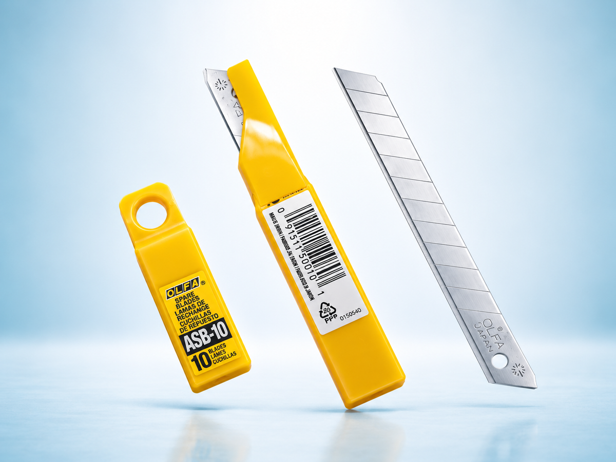 OLFA ASB-10 Stainless Steel Blades – 10 Blades (60 Degree) 9mm, Rust-Resistant